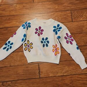 Wild Fable white sweater with flowers juniors size medium